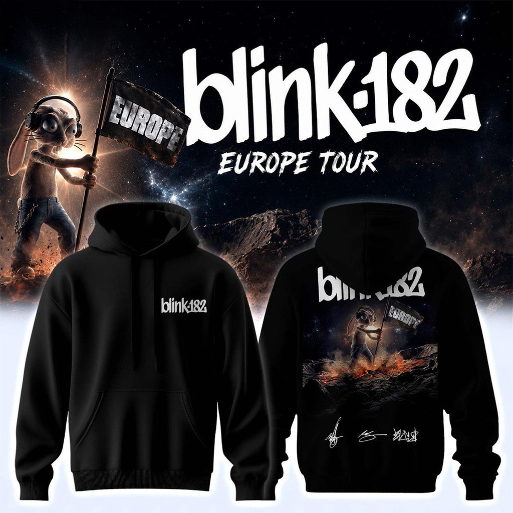 Blink 182 New EU Shows 2026 Signature Hoodie Blink 182 Merch Best Gift For Band Fans - Loomnari
