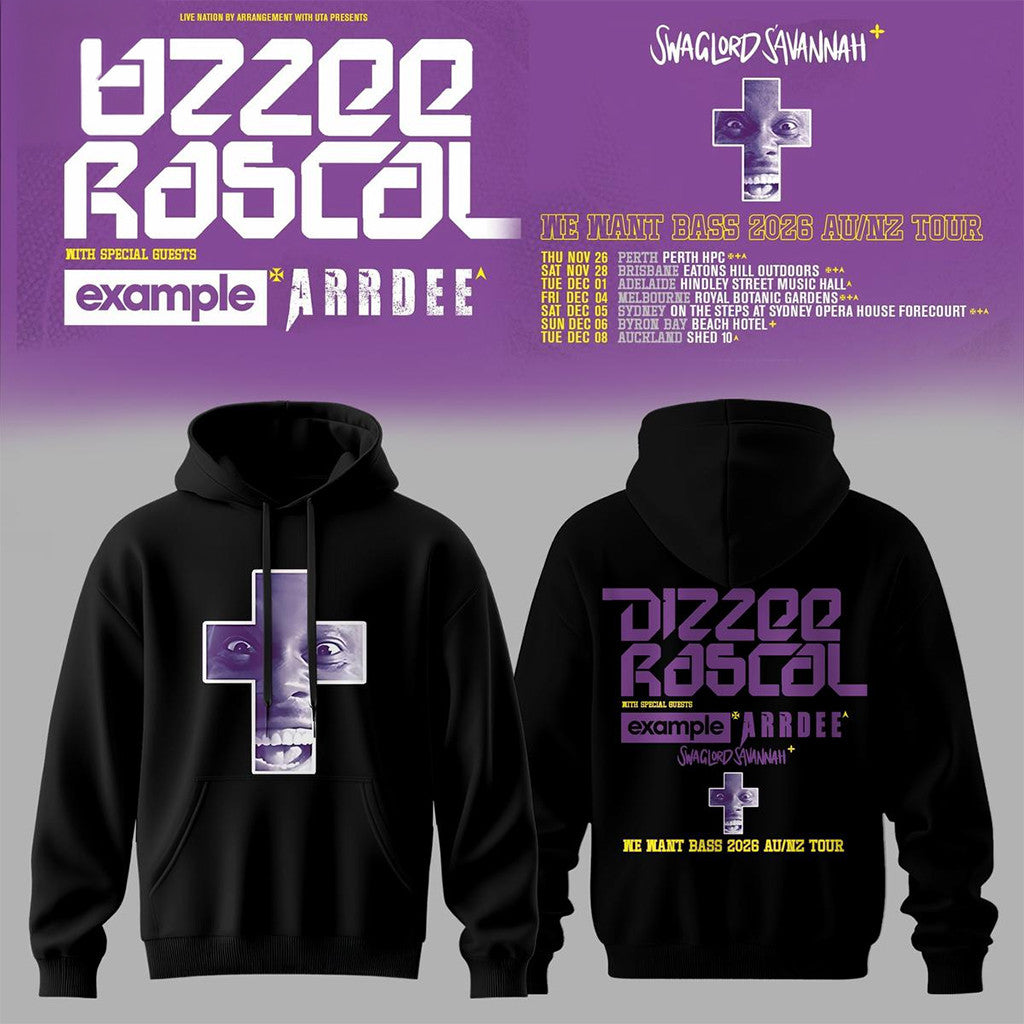Dizzee Rascal We Want Bass Tour AU NZ 2026 Hoodie Dizzee Rascal Merch Gift For Rap Fans - Loomnari