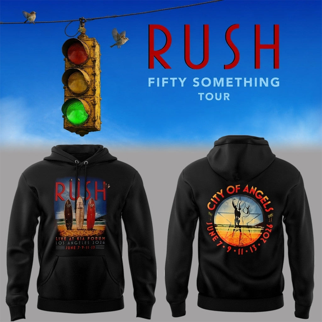 RUSH Band Merch 2026 Fifty Something Tour At Kia Forum Los Angeles California Hoodie Fan Gifts - Loomnari