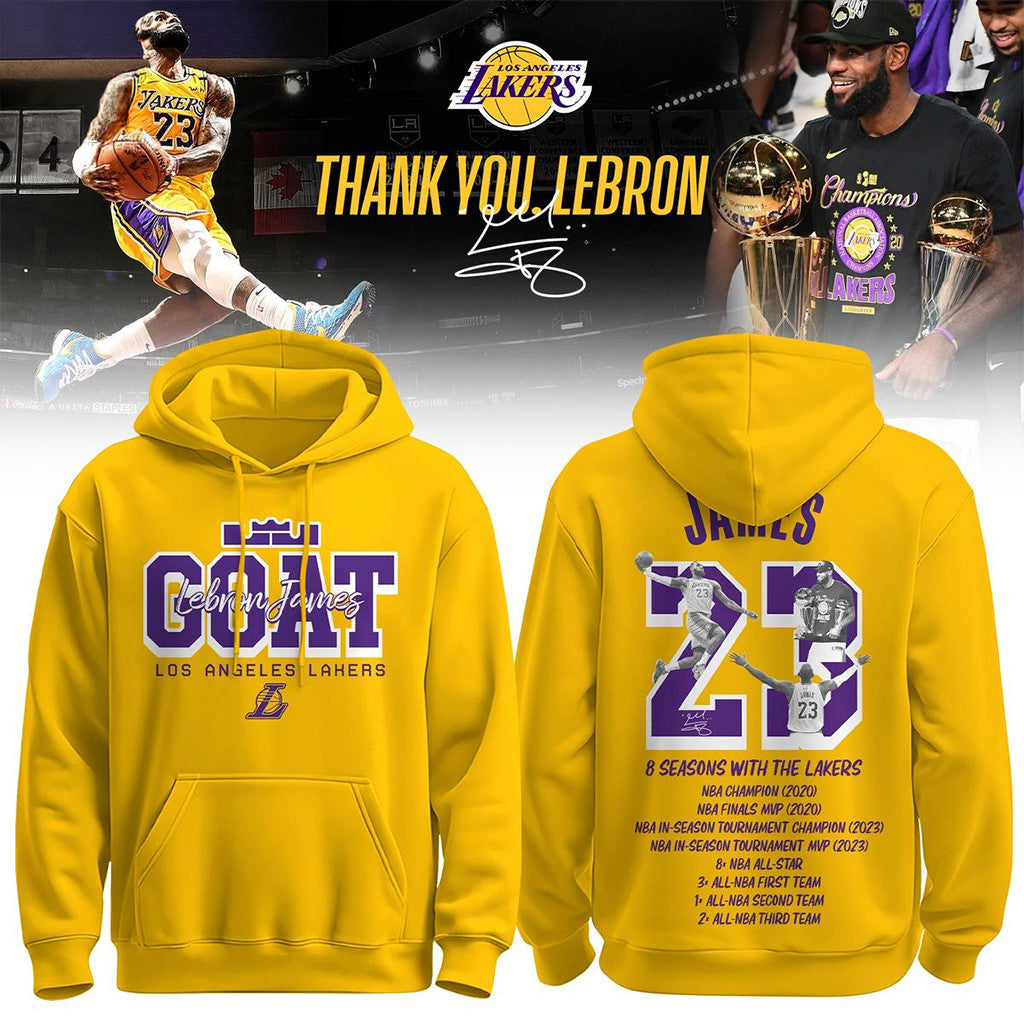 Los Angeles Lakers Lebron James GOAT 2026 Hoodie LA Lakers Merch Gift For Basketball Lover - Loomnari