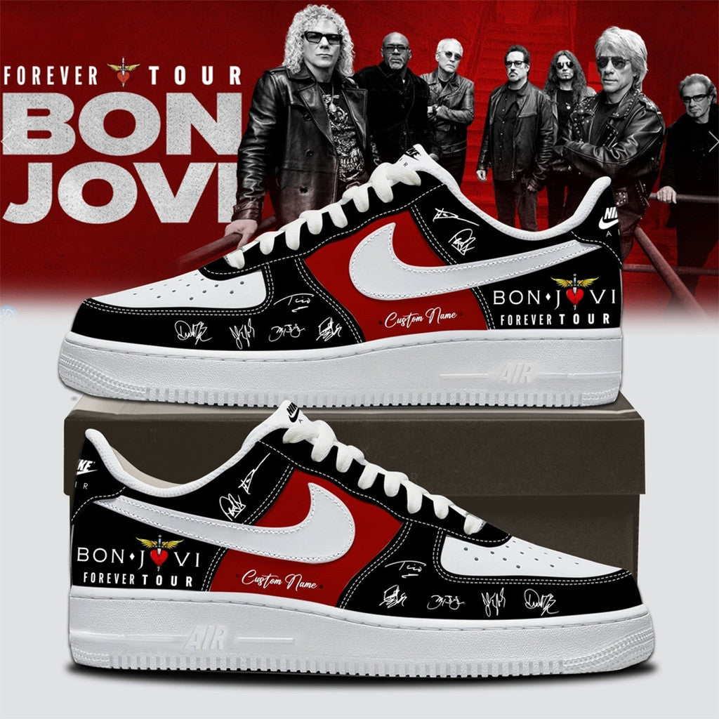 Custom Bon Jovi Forever Tour Signature Sneakers Rock 2026 Bon Jovi Merch Rock Fan Gear - Loomnari