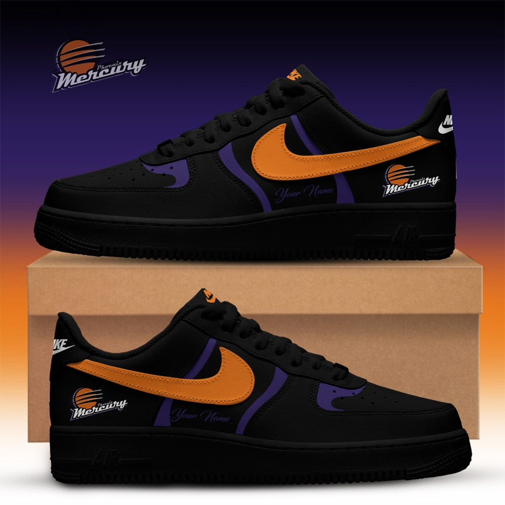 Custom Phoenix Mercury X Back 2 Black Edition Sneakers Phoenix Mercury Merch Fan Gifts - Loomnari