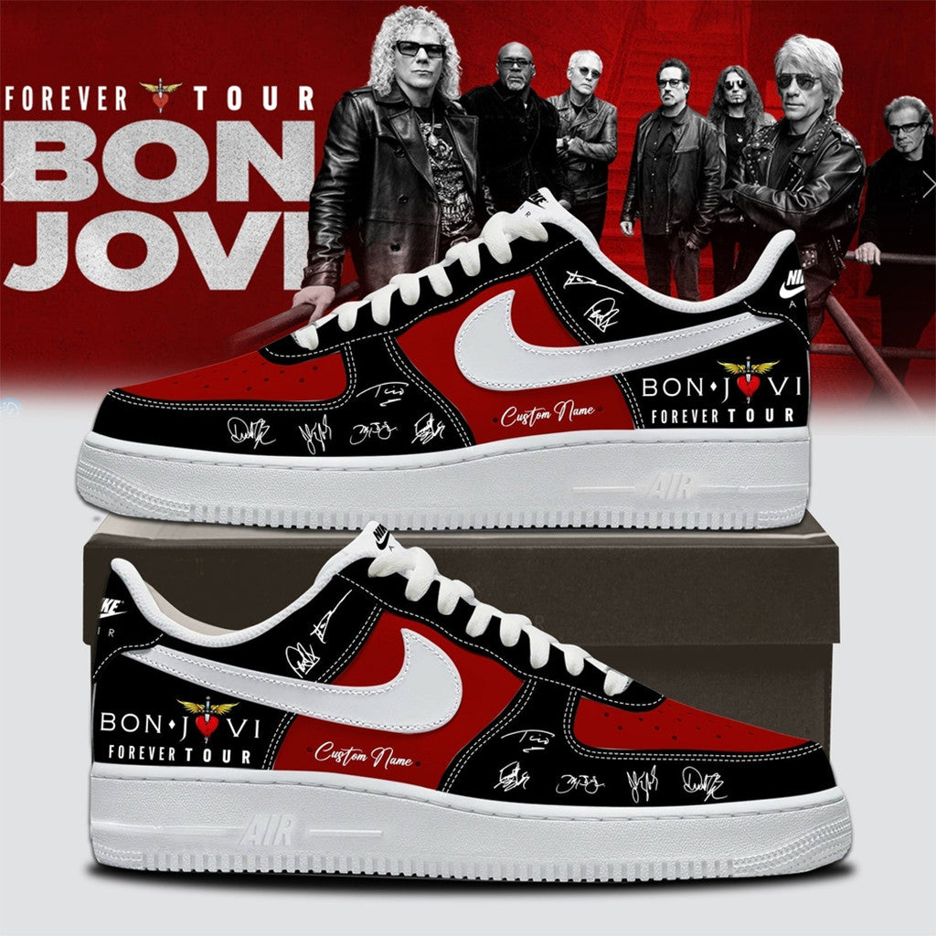 Personalized Bon Jovi Forever Tour Signature Sneakers Rock 2026 Bon Jovi Merch Rock Fan Gear - Loomnari