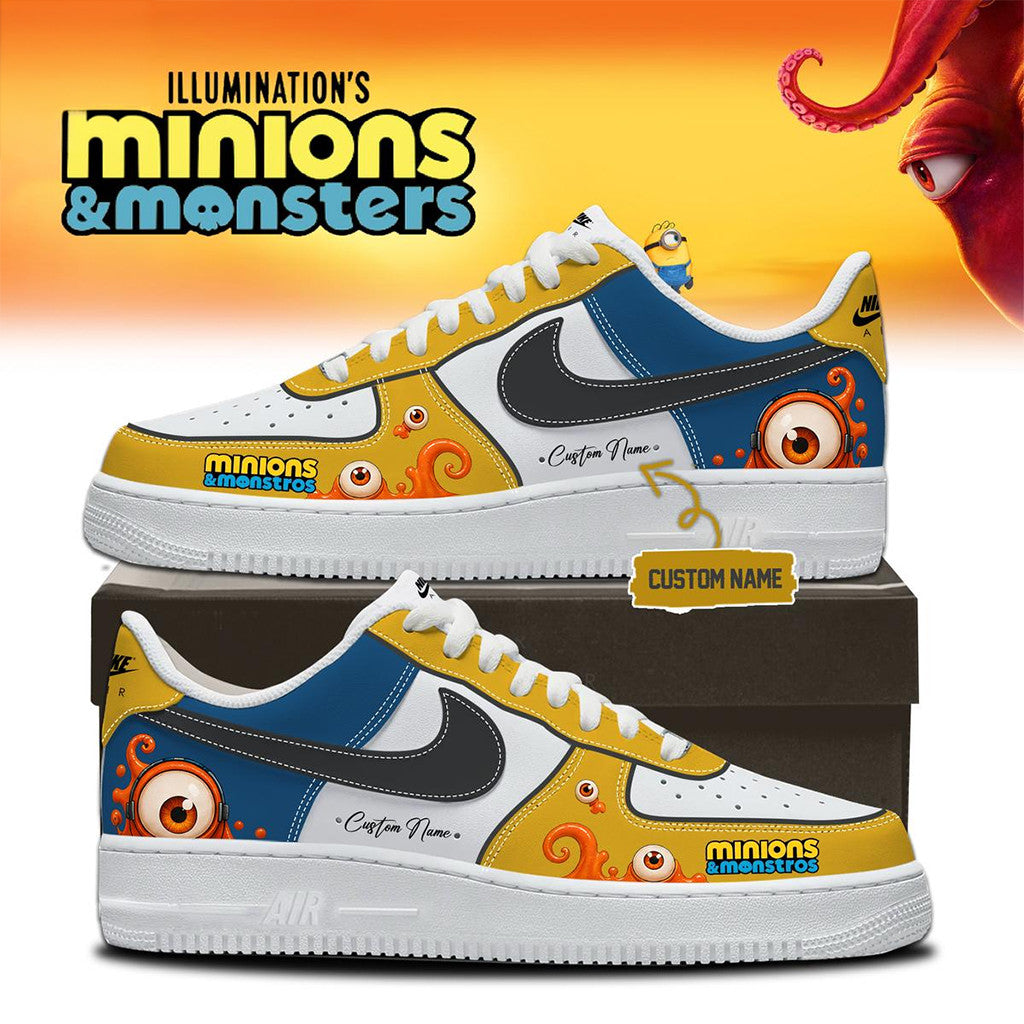 Custom Minions And Monsters Themed Shoes Sneakers 2026 Minions And Monsters Merch Son Gifts - Loomnari