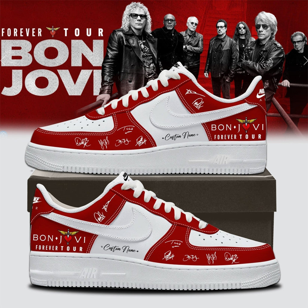 Personalized Bon Jovi Forever Tour Signature Sneakers Rock 2026 Bon Jovi Merch Gift For Dad - Loomnari