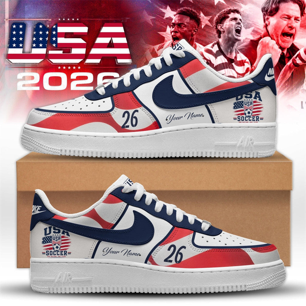 Personalized USA FIFA World Cup 2026 Shoes Sneakers USA Soccer Team USMNT Merch Gift For Dad - Loomnari