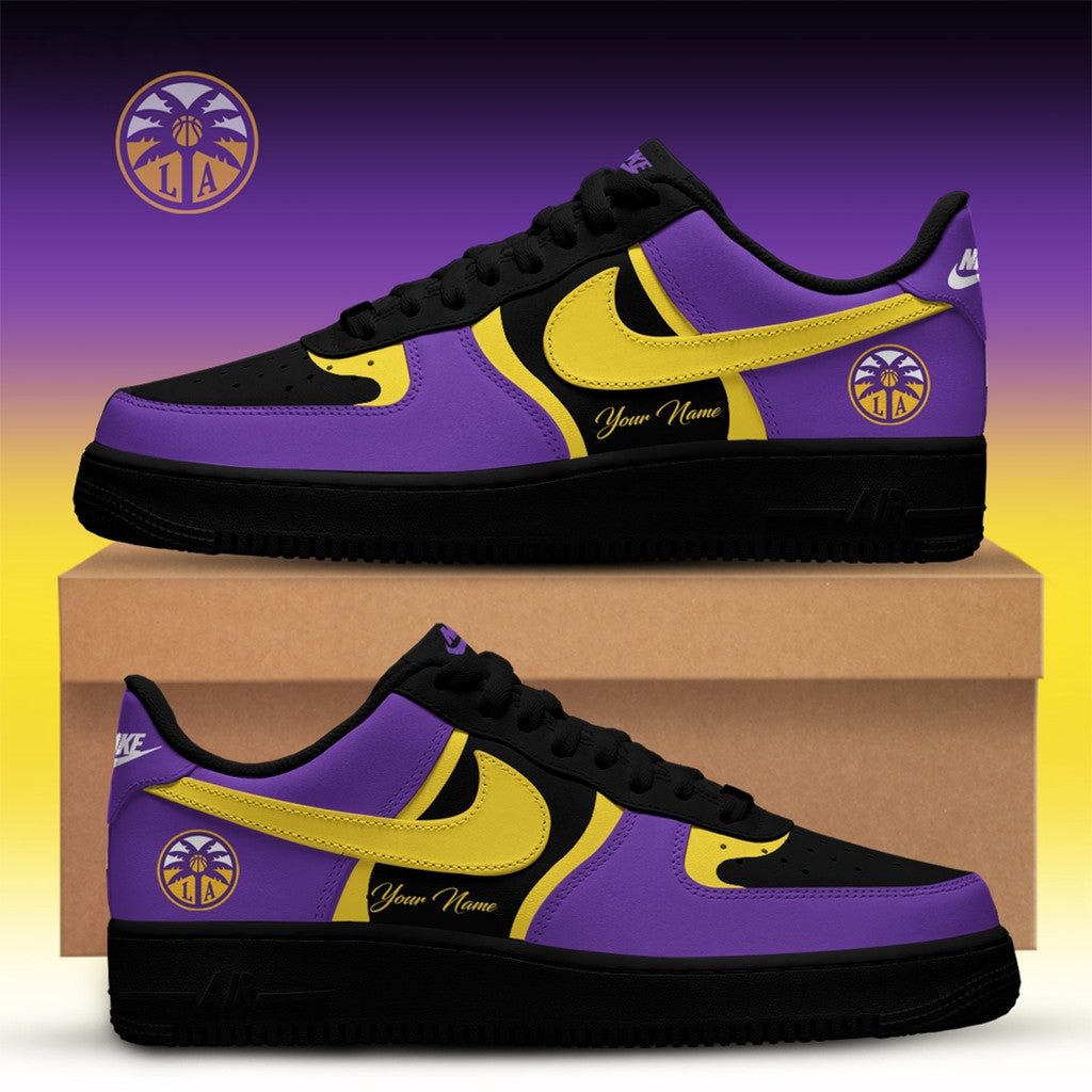 Personalized Los Angeles Sparks X Back 2 Black Shoes Sneakers LA Sparks Merch Gift For Fans - Loomnari