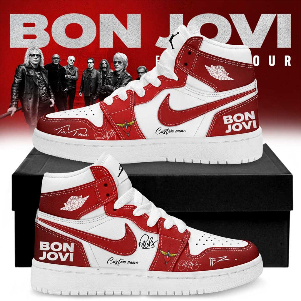 Custom Bon Jovi Forever Tour 2026 Signature Shoes Sneakers Bon Jovi Merch Rock Fan Gifts - Loomnari