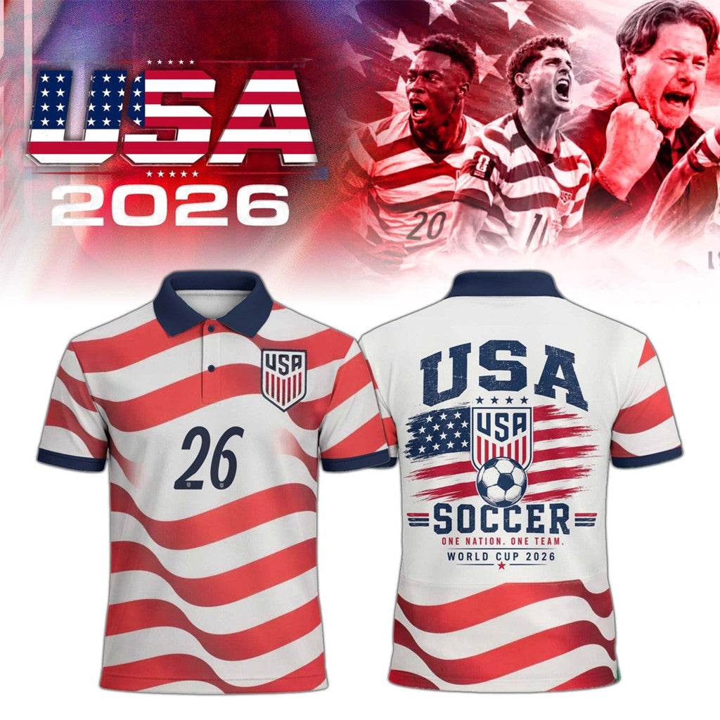 USA FIFA World Cup 2026 Merch USA Soccer One Nation One Team Polo Shirt USMNT Merch Fan Gifts - Loomnari