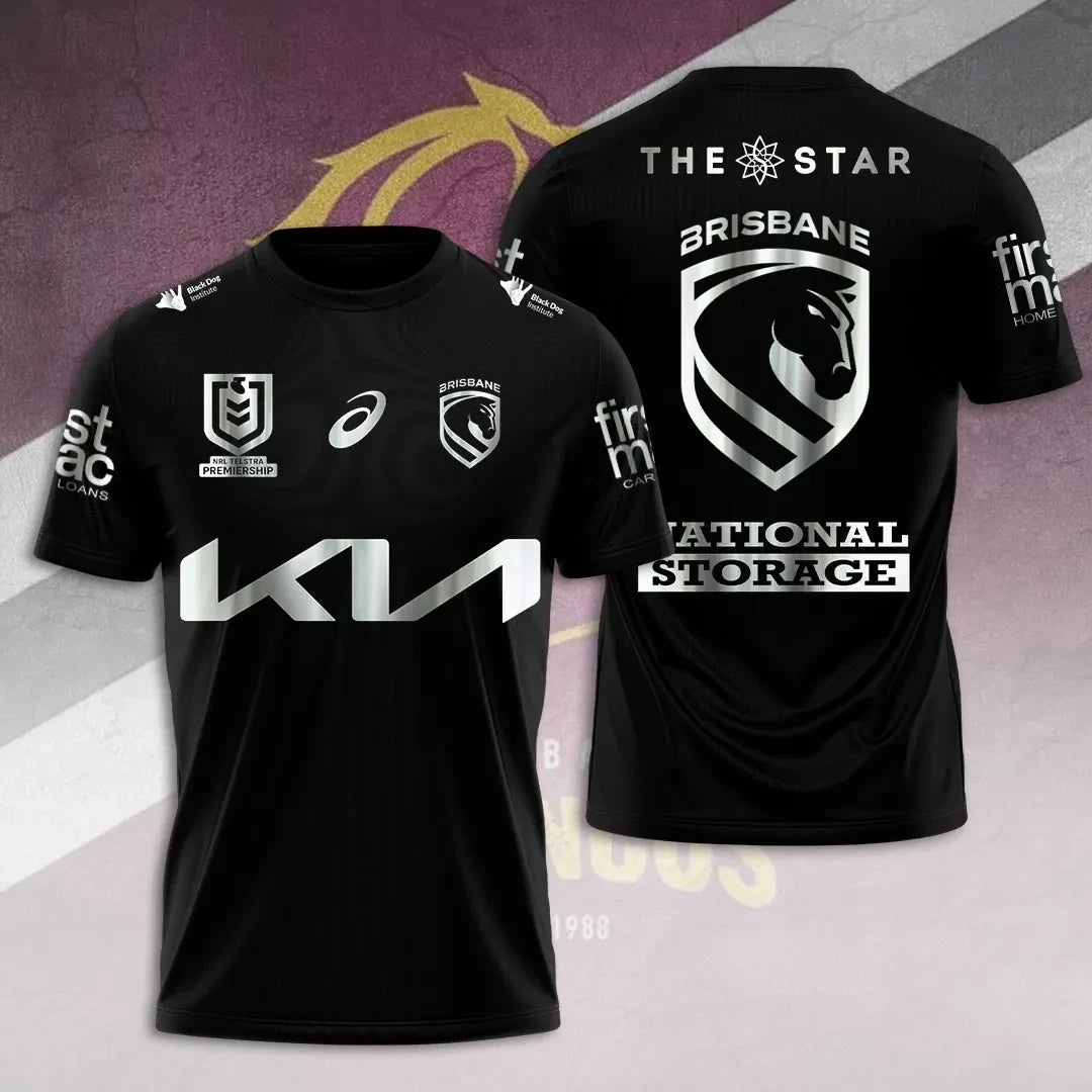 Brisbane Broncos National Storage Jersey Shirt Black Brisbane Broncos Merch 2026 Fan Gifts - Loomnari