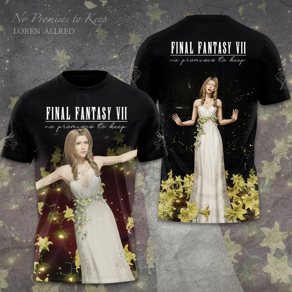 Final Fantasy VII Rebirth X Aerith Gainsborough 2026 No Promises To Keep T-Shirt Fan Merch - Loomnari