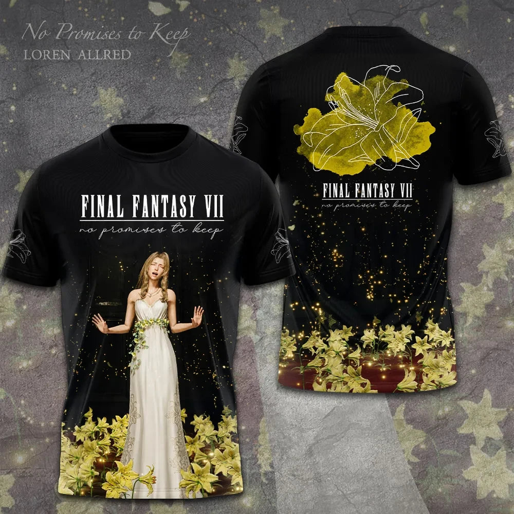 Final Fantasy VII Rebirth X Aerith Gainsborough T-Shirt No Promises To Keep Shirt Fan Merch - Loomnari