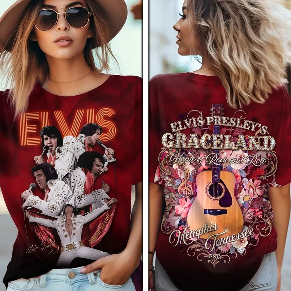 Elvis Presley Home Of Rock And Roll T-Shirt 2026 Elvis Presley Merch Gift For Music Fans - Loomnari