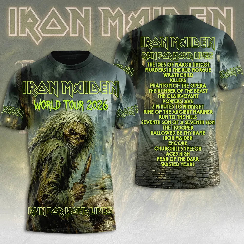 Iron Maiden 2026 World Tour Merch Iron Maiden Run For Your Lives Tour Shirt Best Gift For Fans - Loomnari