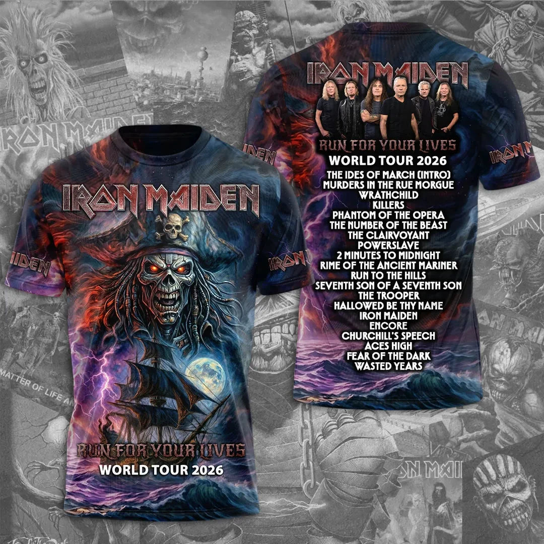 Iron Maiden 2026 World Tour Merch Iron Maiden Run For Your Lives Tour Shirt Gift For BFF - Loomnari
