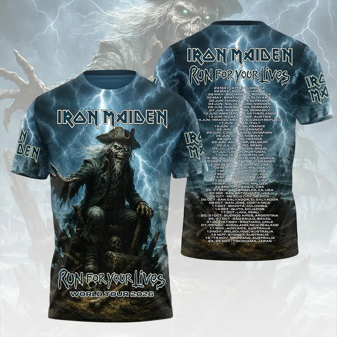 Iron Maiden 2026 World Tour Merch Iron Maiden Run For Your Lives Tour T-Shirt Music Fan Apparel - Loomnari