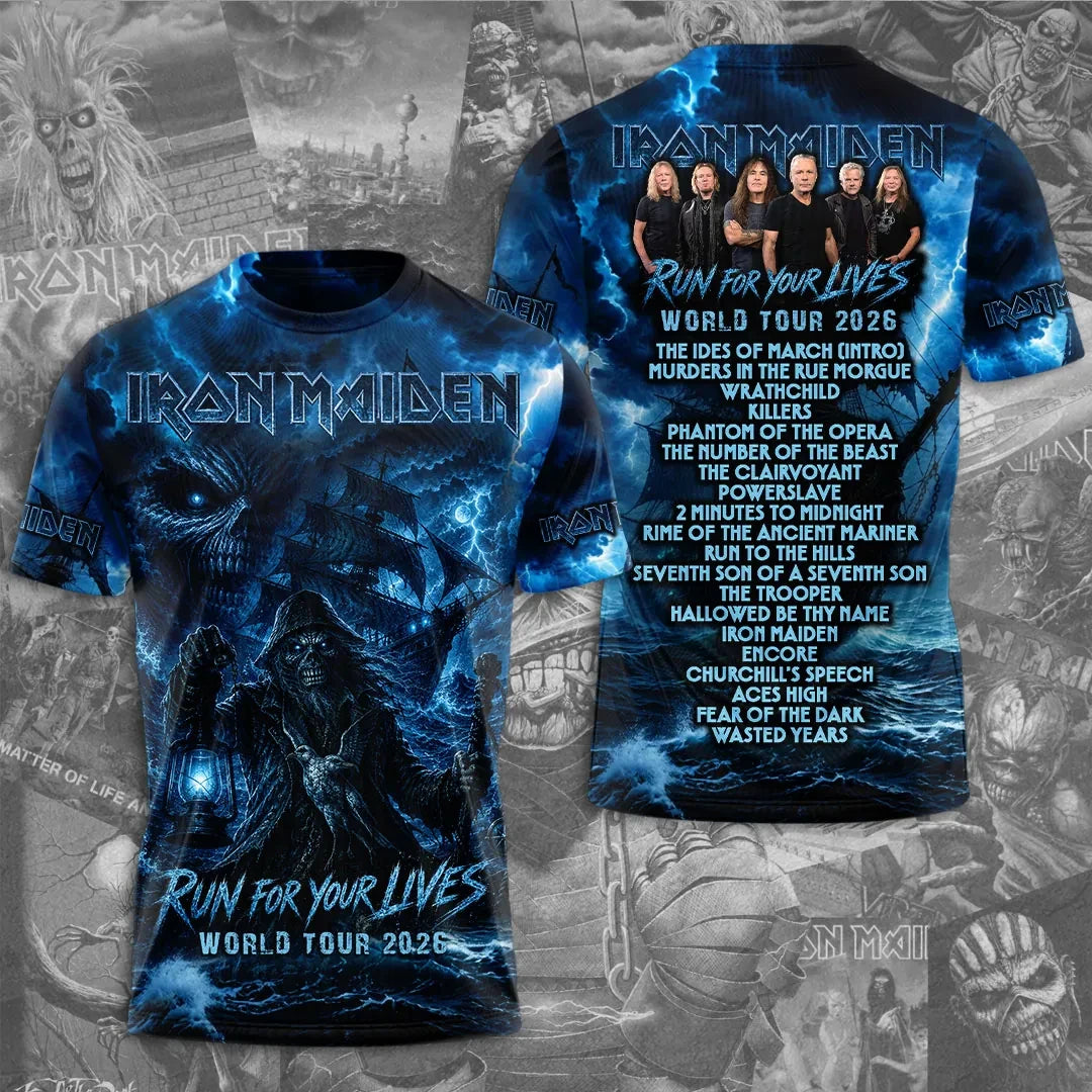 Iron Maiden 2026 World Tour Merch Iron Maiden Run For Your Lives World Tour Shirt Fan Gifts - Loomnari