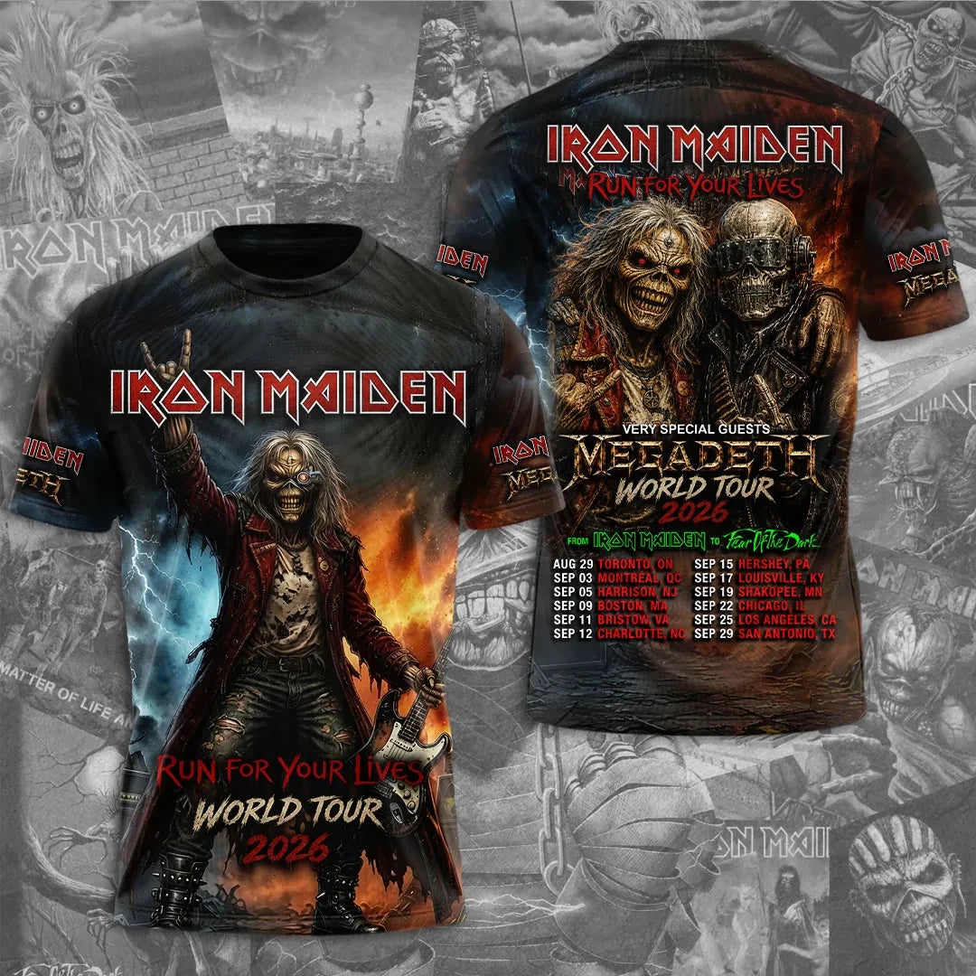 Iron Maiden 2026 World Tour Merch Iron Maiden Run For Your Lives World Tour Shirt Gift For Fans - Loomnari