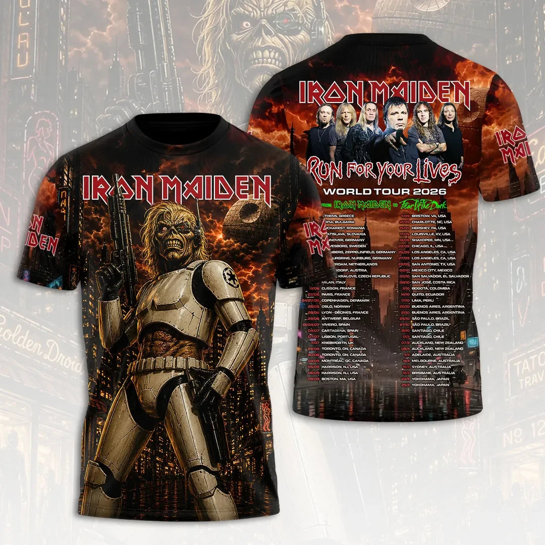Iron Maiden 2026 World Tour Shirt Iron Maiden Run For Your Lives Merch Gift For Music Fans - Loomnari