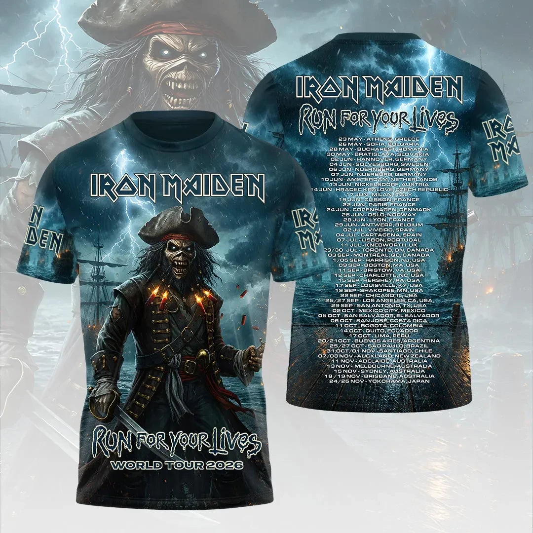 Iron Maiden Merch 2026 IM Run For Your Lives World Tour T-Shirt Music Fan Clothing Best Gifts - Loomnari