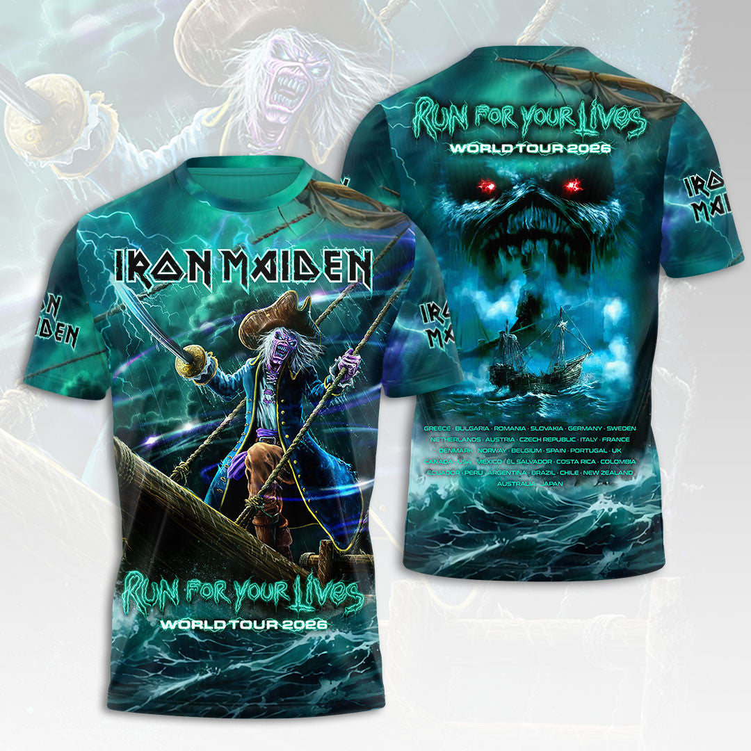 Iron Maiden Merch 2026 IM Run For Your Lives World Tour T-Shirt Music Fan Gear Dad Gifts - Loomnari