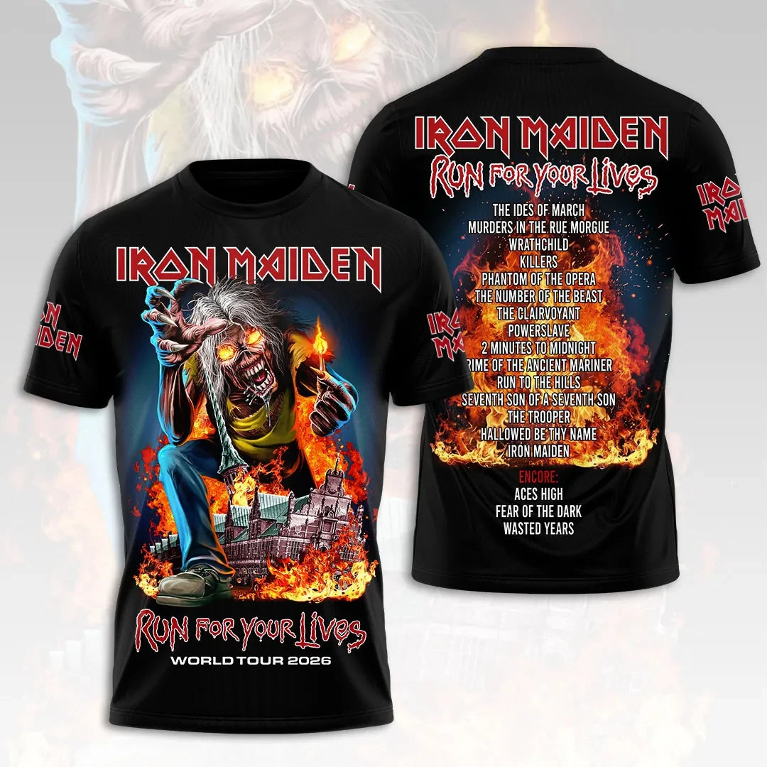 Iron Maiden Merch 2026 IM Run For Your Lives World Tour T-Shirt Music Fan Shirt Best Gifts - Loomnari