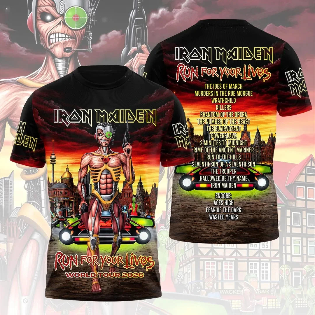 Iron Maiden Merch 2026 Run For Your Lives World Tour T-Shirt IM Concert Merch Gift For Fans - Loomnari