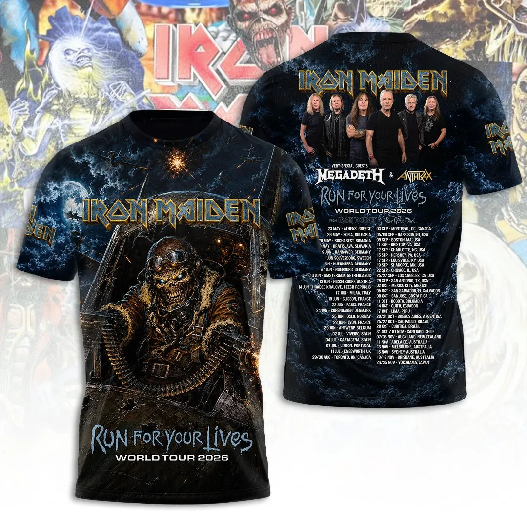 Iron Maiden Tour 2026 Merch IM Run For Your Lives World Tour Shirt Best Gift For Music Lover - Loomnari
