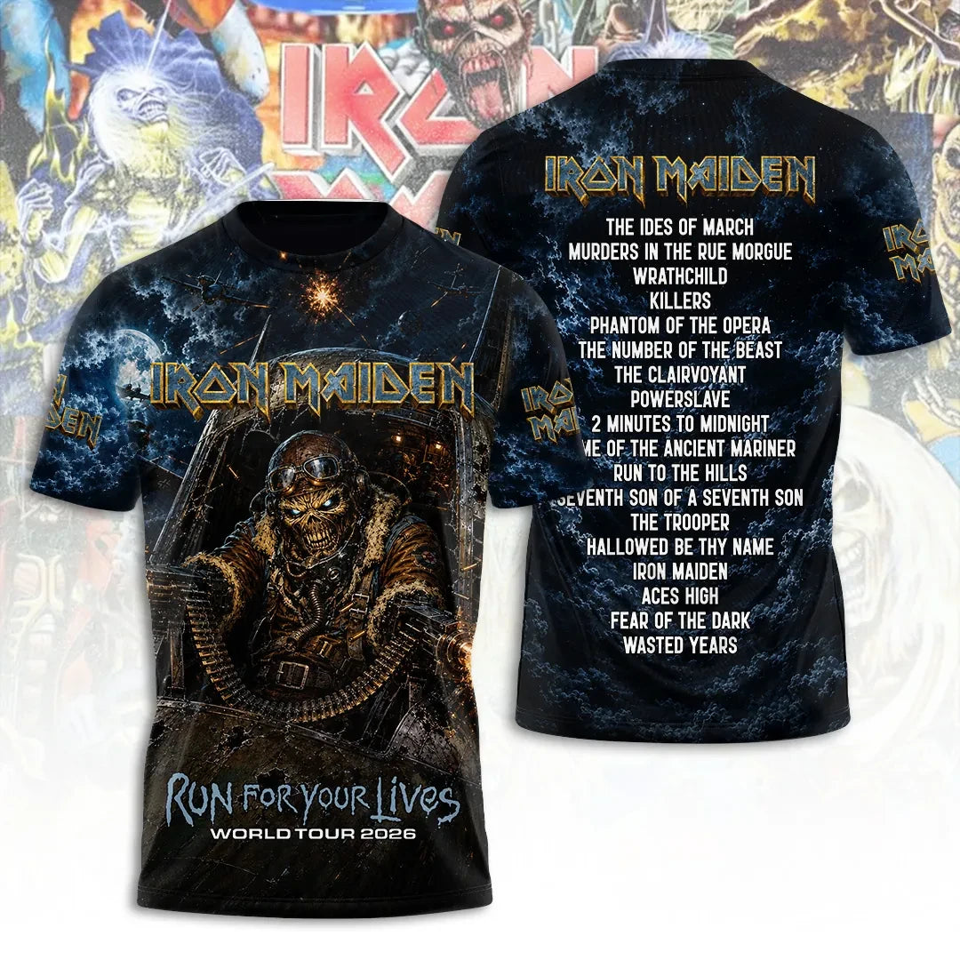 Iron Maiden Tour 2026 Merch IM Run For Your Lives World Tour T-Shirt Cool Gift For Music Lover - Loomnari
