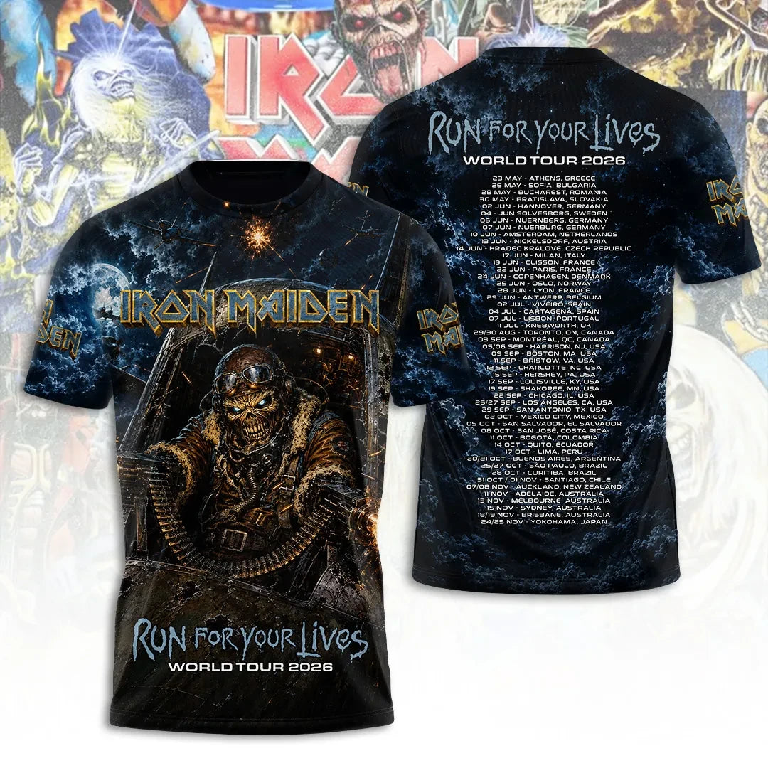 Iron Maiden Tour 2026 Merch Run For Your Lives World Tour Shirt Gift For Music Lover - Loomnari