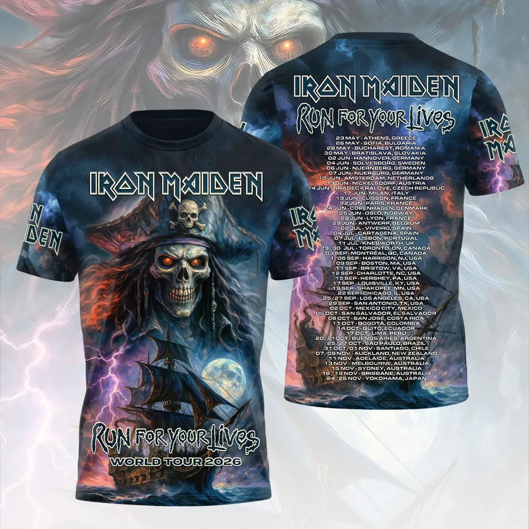 Iron Maiden Tour 2026 Merch Run For Your Lives World Tour T-Shirt Music Lover Apparel - Loomnari