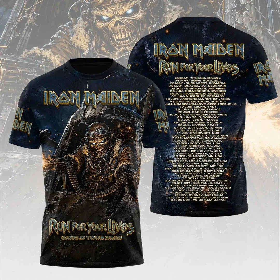 Iron Maiden Tour Merch 2026 IM Run For Your Lives World Tour T-Shirt Concert Fan Apparel - Loomnari
