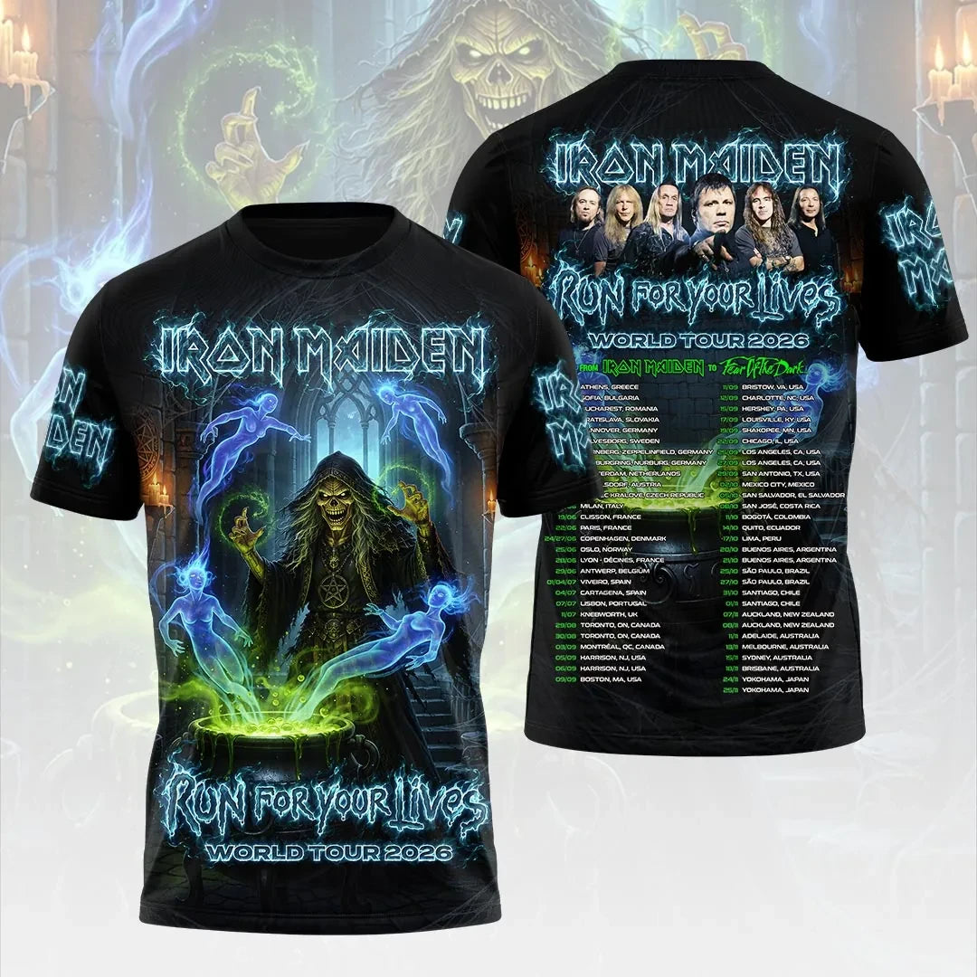 Iron Maiden Tour Merch 2026 IM Run For Your Lives World Tour T-Shirt Music Lover Gifts - Loomnari