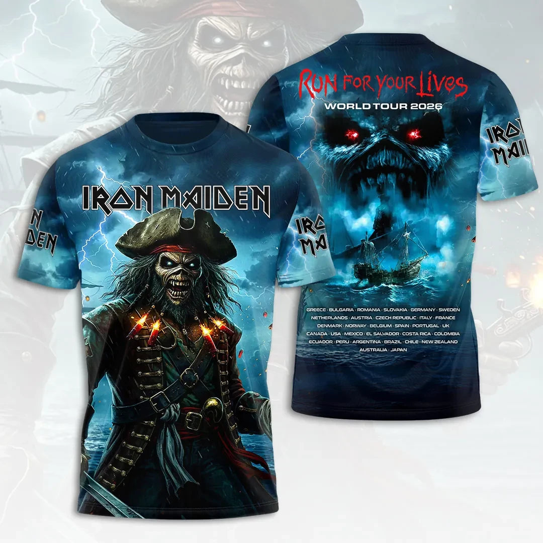 Iron Maiden Tour Merch 2026 Run For Your Lives World Tour T-Shirt Music Fan Clothing Best Gifts - Loomnari