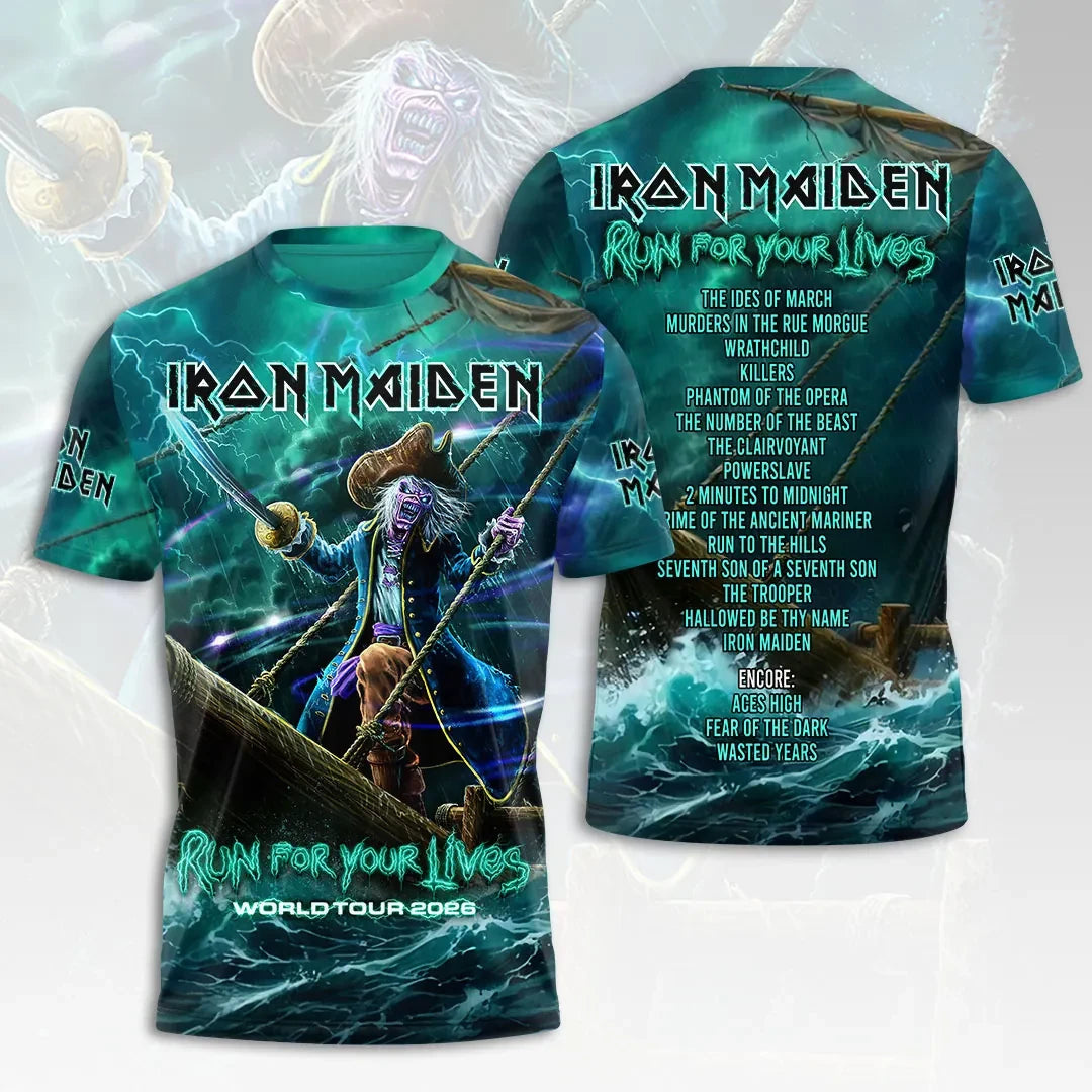 Iron Maiden Tour Merch IM Run For Your Lives World Tour 2026 T-Shirt Gifts For Music Fans - Loomnari