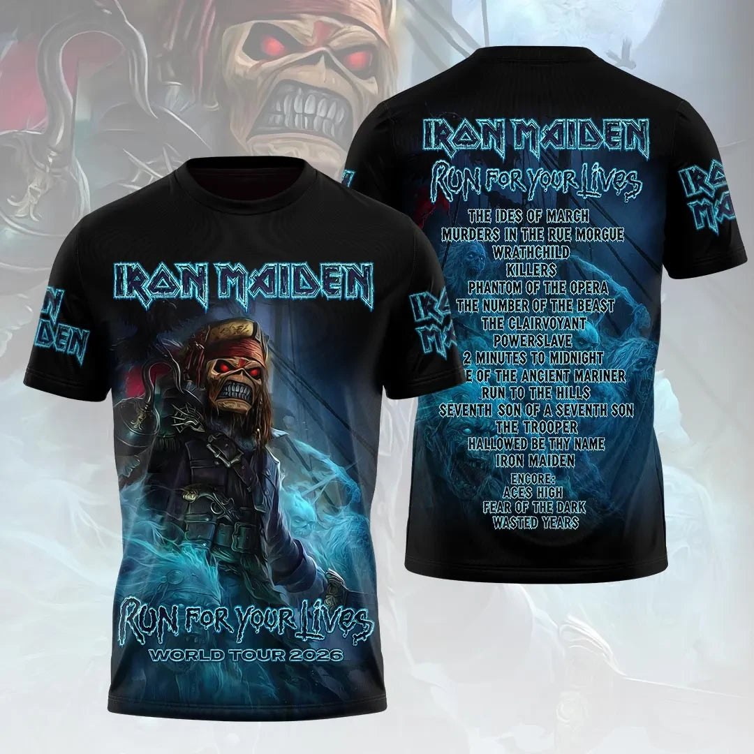 Iron Maiden World Tour 2026 Merch Iron Maiden Run For Your Lives Tour T-Shirt Music Lover Gear - Loomnari