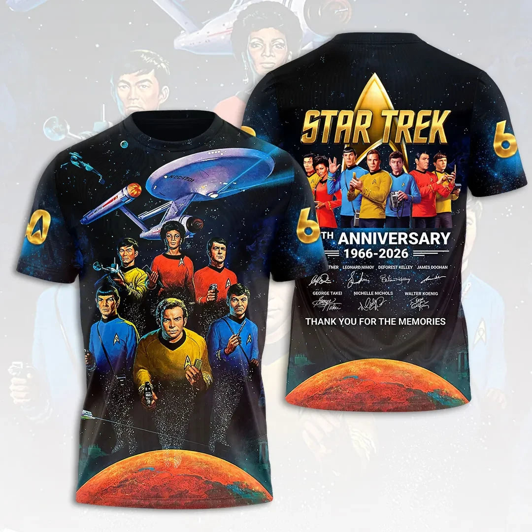 Star Trek 60th Anniversary Signature T-Shirt 2026 Star Trek Merch Gift For Sci Fi Movie Lover - Loomnari