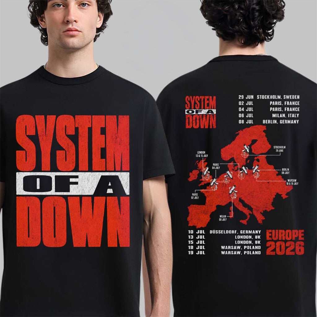 System Of A Down EU And UK Tour 2026 T-Shirt SOAD Tour Merch Music Fan Gear Gift For BFF - Loomnari