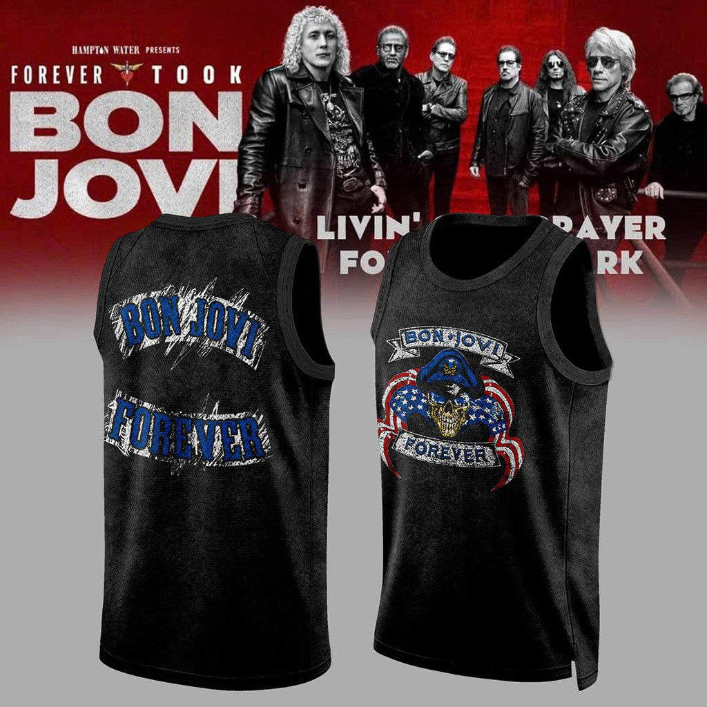 Bon Jovi Forever Tour 2026 Basketball Jersey Bon Jovi Merch Cool Gifts For Rock Lovers - Loomnari