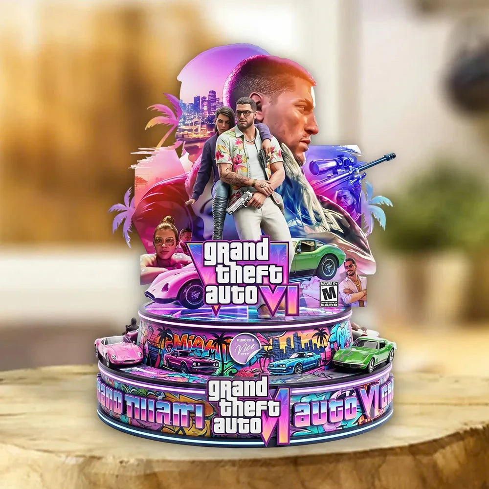 Grand Theft Auto VI 2026 Vice City Acrylic Plaque GTA 6 Merch Best Gift For Game Lovers - Loomnari