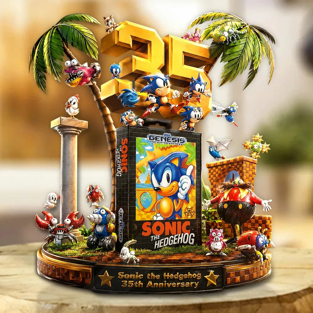 Sonic the Hedgehog 35th Anniversary Acrylic Plaque Sonic the Hedgehog Merch Display Decor Ideas - Loomnari