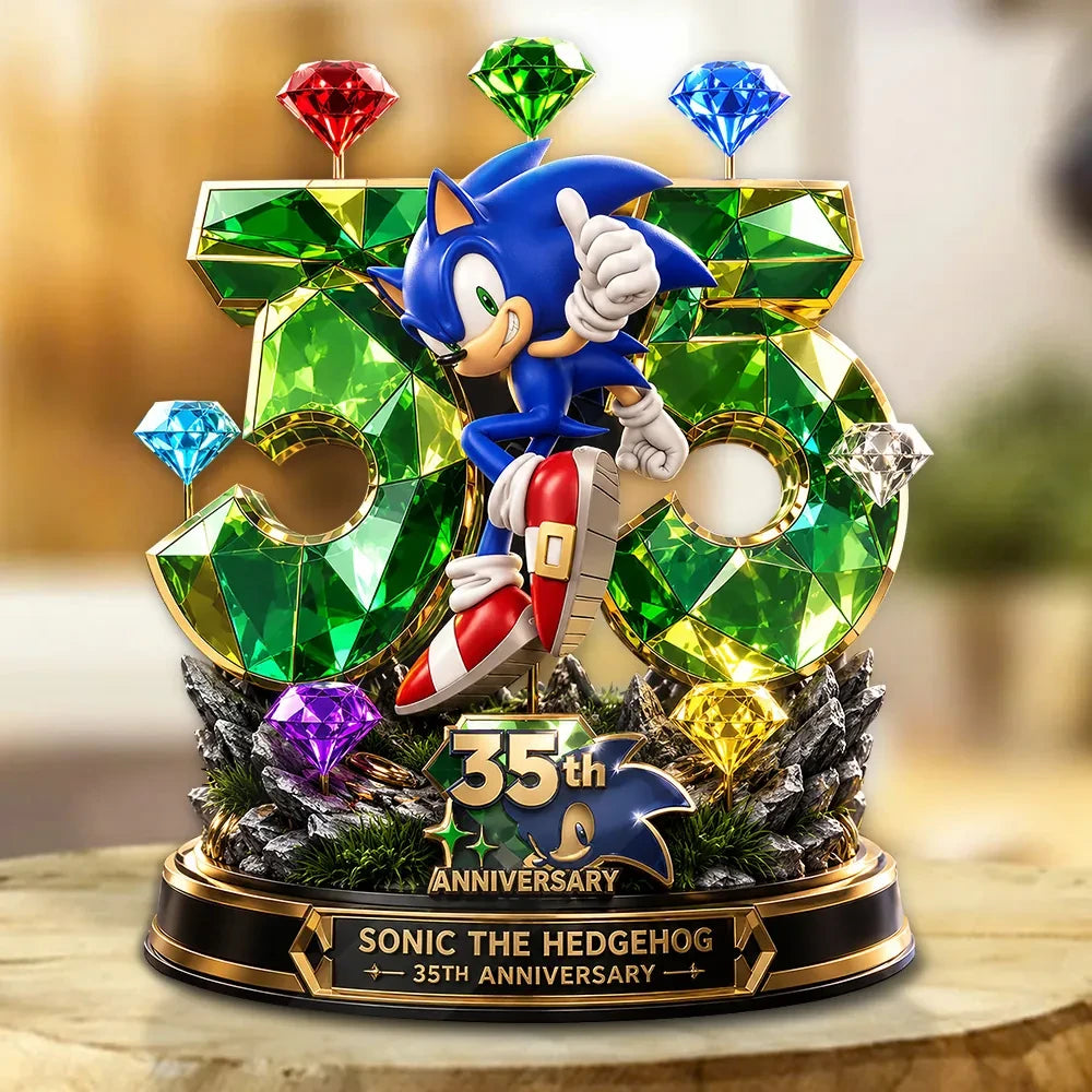 Sonic The Hedgehog 35th Anniversary Acrylic Plaque Sonic The Hedgehog Merch Game Lover Gifts - Loomnari
