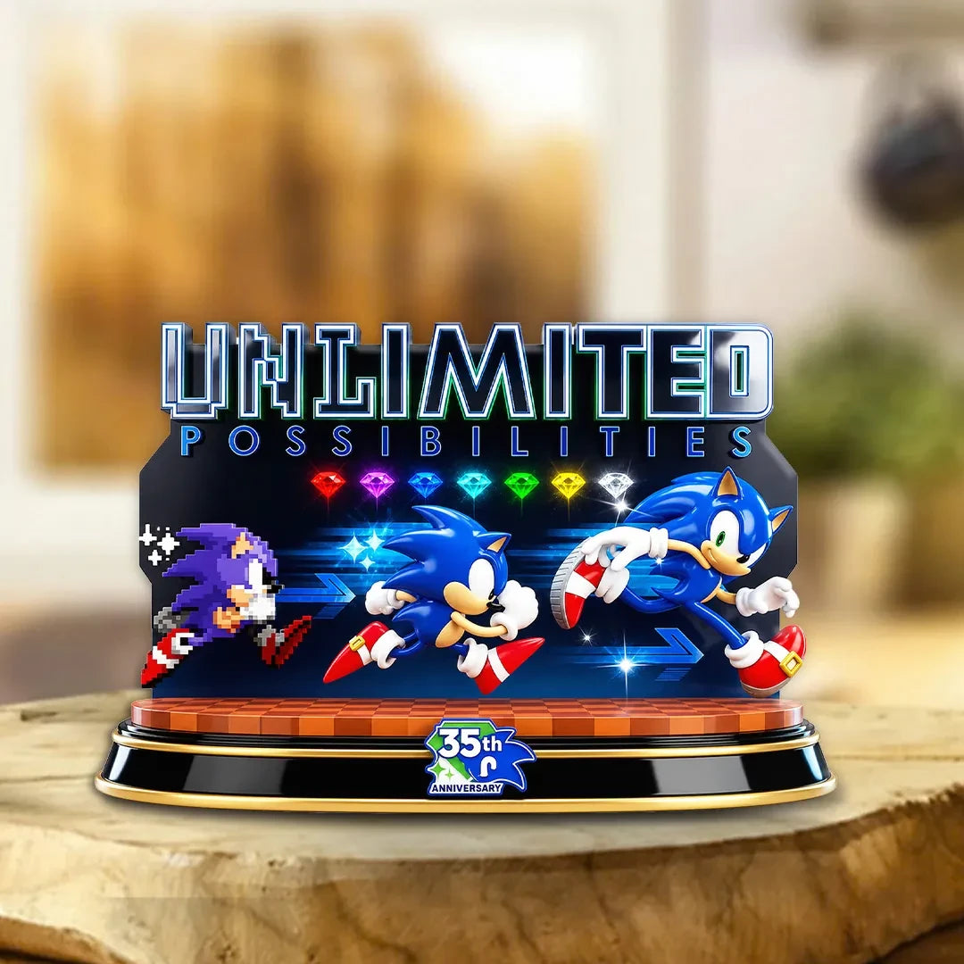 Sonic The Hedgehog 35th Anniversary Merch 2026 Sonic Unlimited Possibilities Acrylic Plaque - Loomnari