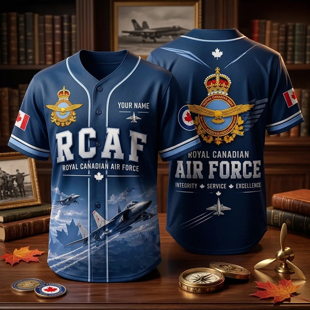 Personalized Royal Canadian Air Force Navy Blue Baseball Jersey 2026 Best Gift For Veteran - Loomnari