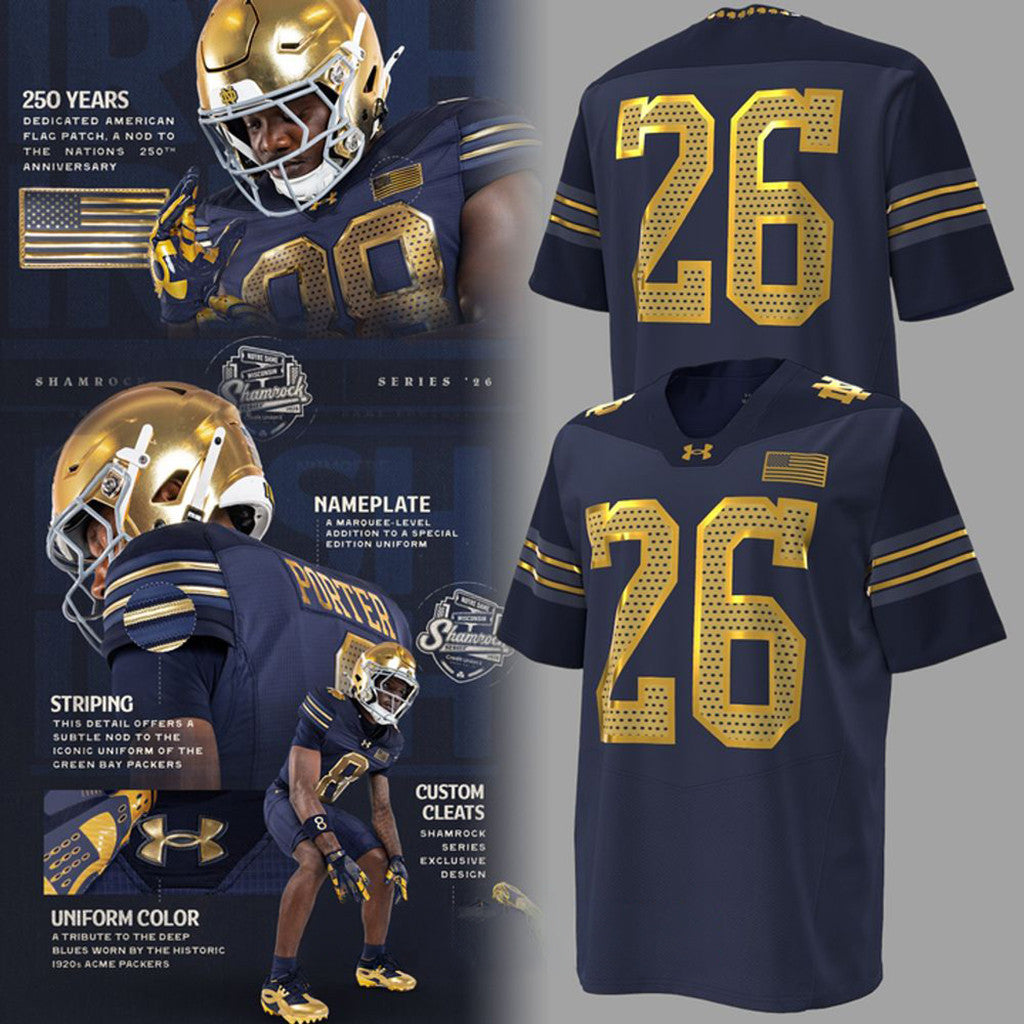 Notre Dame Fighting Irish 2026 Shamrock Series Football Jersey Notre Dame Merch Fan Gifts - Loomnari
