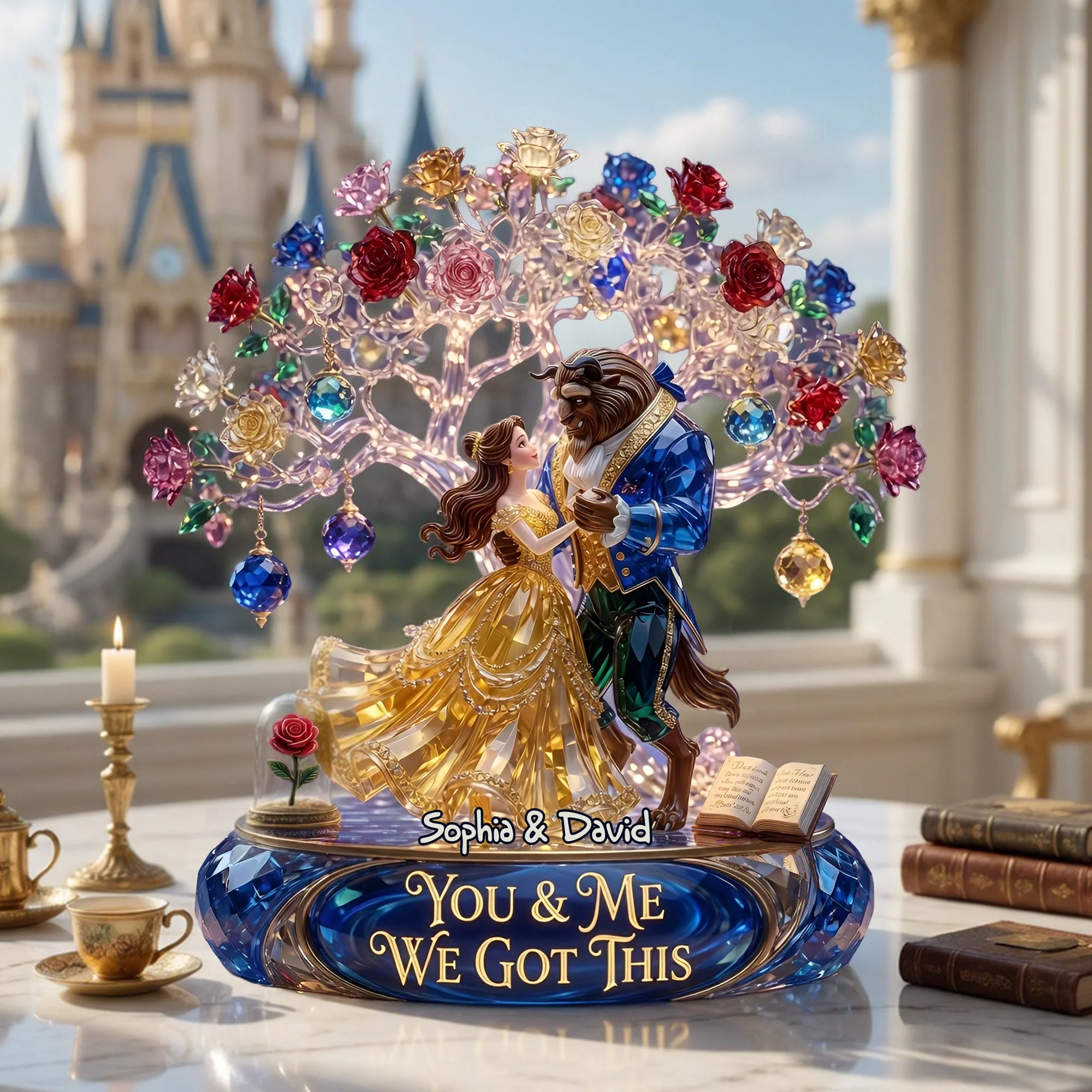 Personalized Beauty And The Beast Fairy Tale Dancing Couple Acrylic Plaque Gifts For Couple - Loomnari