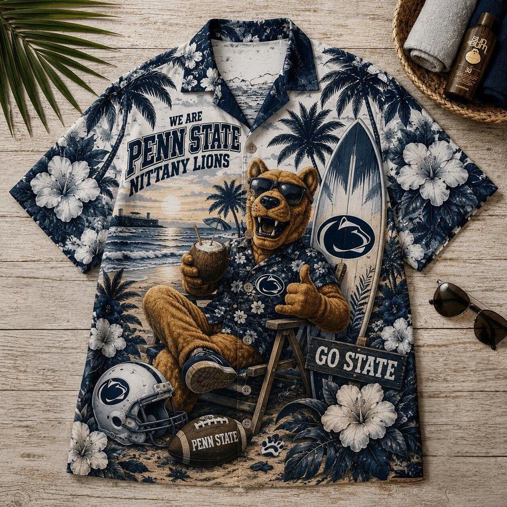 Penn State Nittany Lions Nittany Lion Tropical Beach Hawaiian Shirt Penn State Football Merch - Loomnari