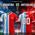 Personalized Argentina Vs Switzerland Split Design Jersey Shirt FIFA World Cup 2026 Merch - Loomnari