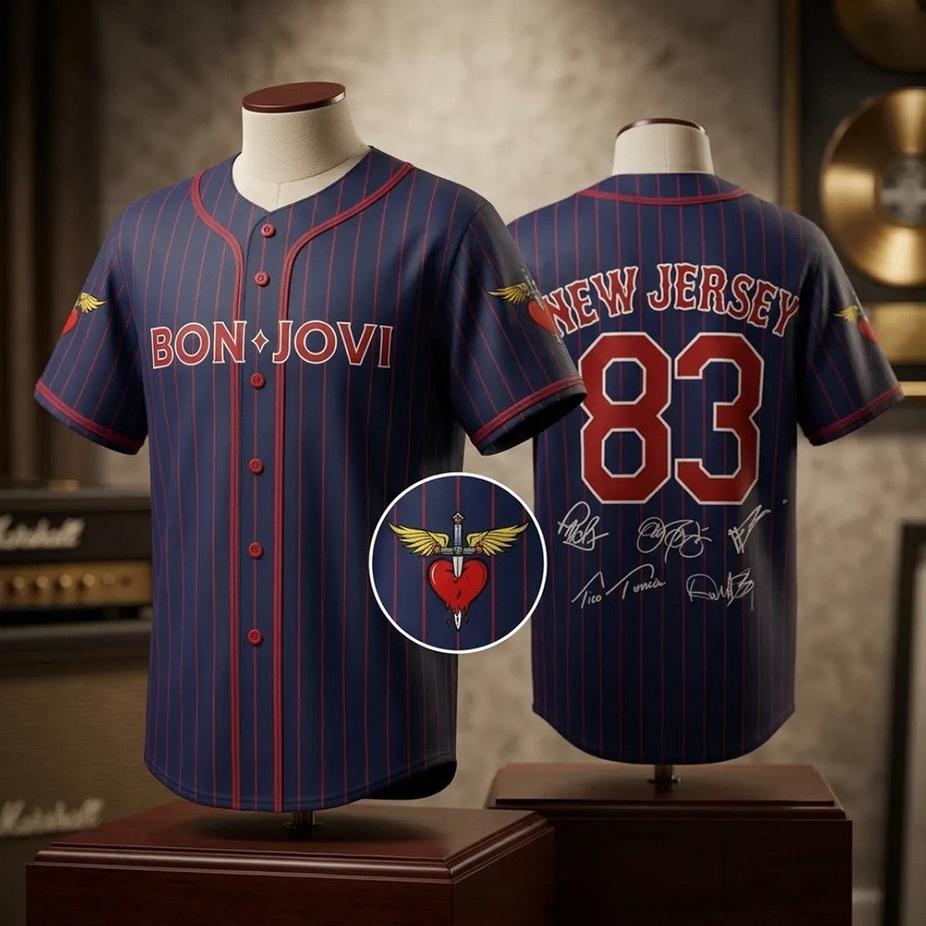 Bon Jovi Forever Tour 2026 Pinstripe Baseball Jersey Bon Jovi Merch Gift For Rock Lovers - Loomnari