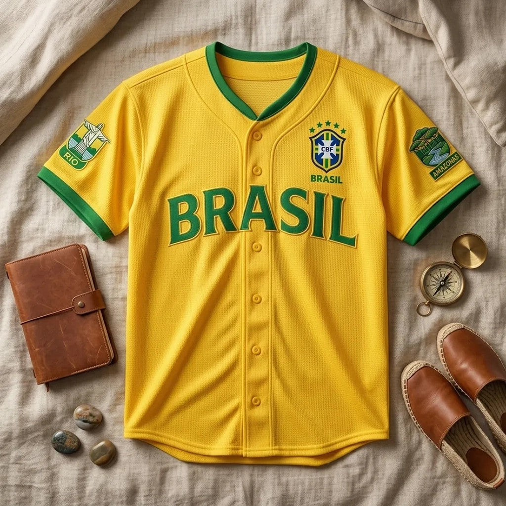 Brazil National Team Yellow Baseball Jersey Brazil World Cup 2026 Merch Gifts For Support - Loomnari